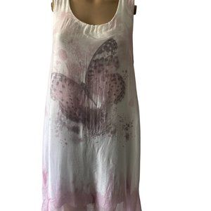 Aloha I Ke Kai Maui Made In Italy Silk Blend Size M Butterfly Lined Dress
